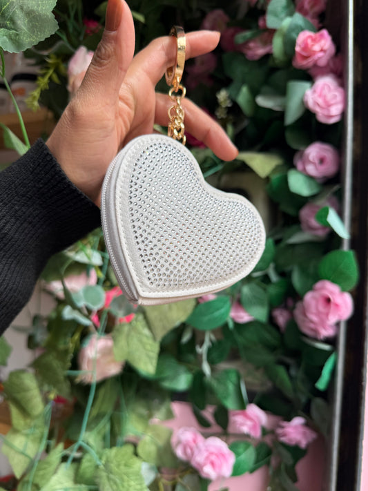 Monedero corazón blanco brillos
